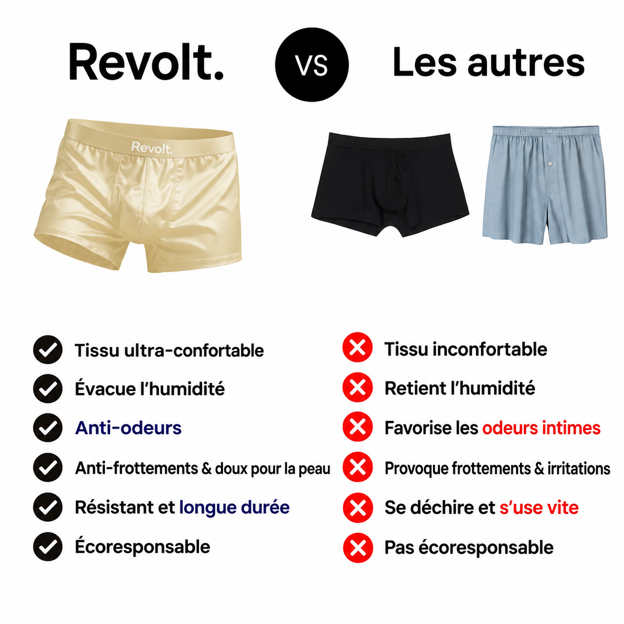 Revolt Boxer en soie | Confort premium, écoresponsable